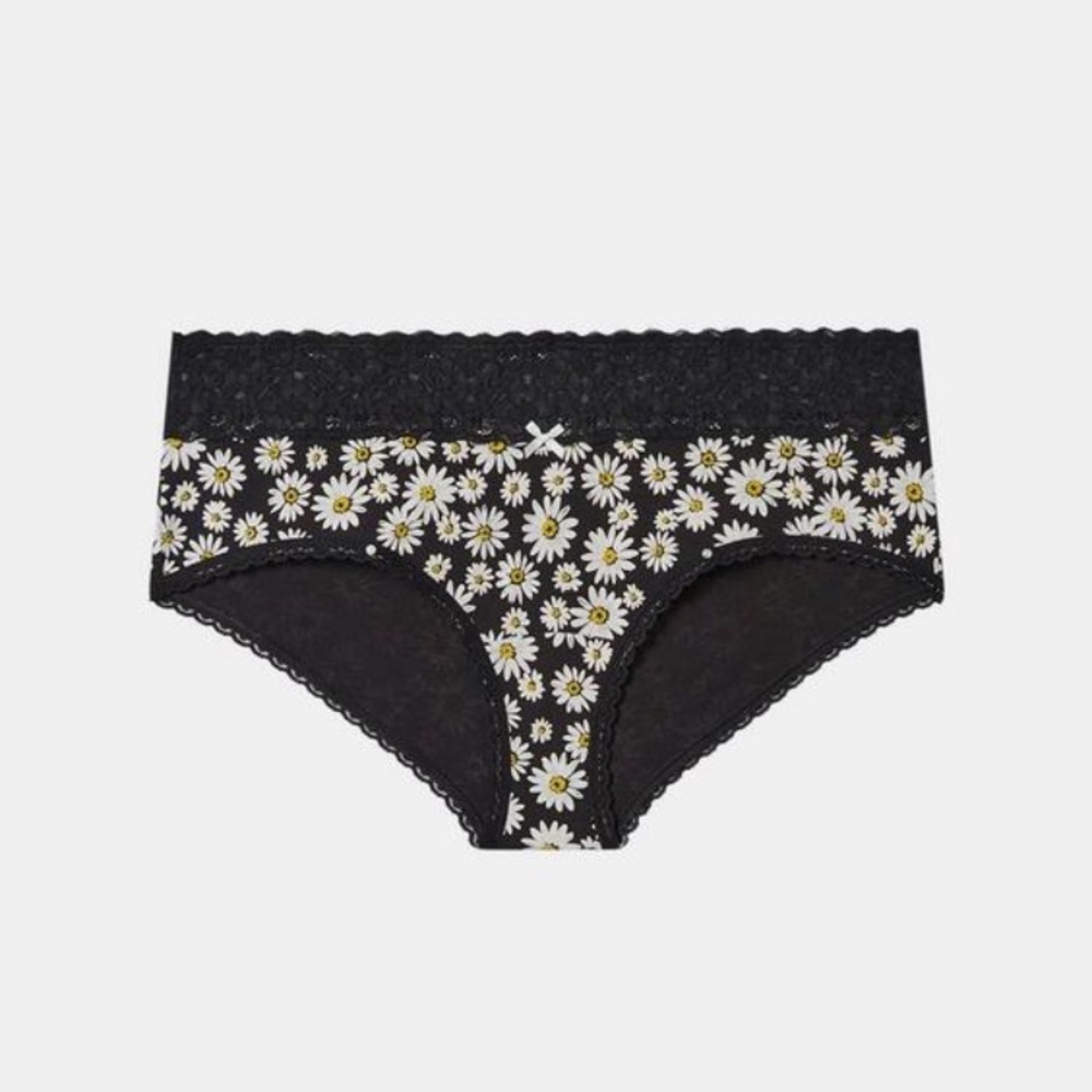 Torrid Cotton Mid Rise Cheeky Lace Trim Panty